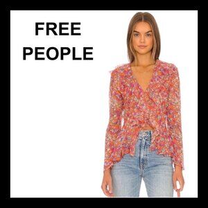 NWT FREE PEOPLE Nina printed floral ruffle top
